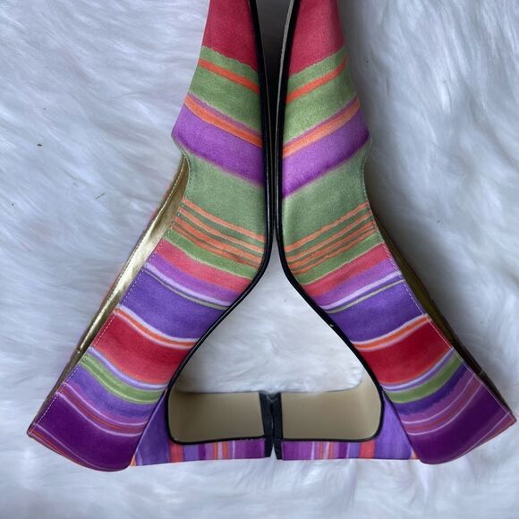 Coup D’etat Multi color 3” slip on fabric shoes square toe size11M - Picture 6 of 11